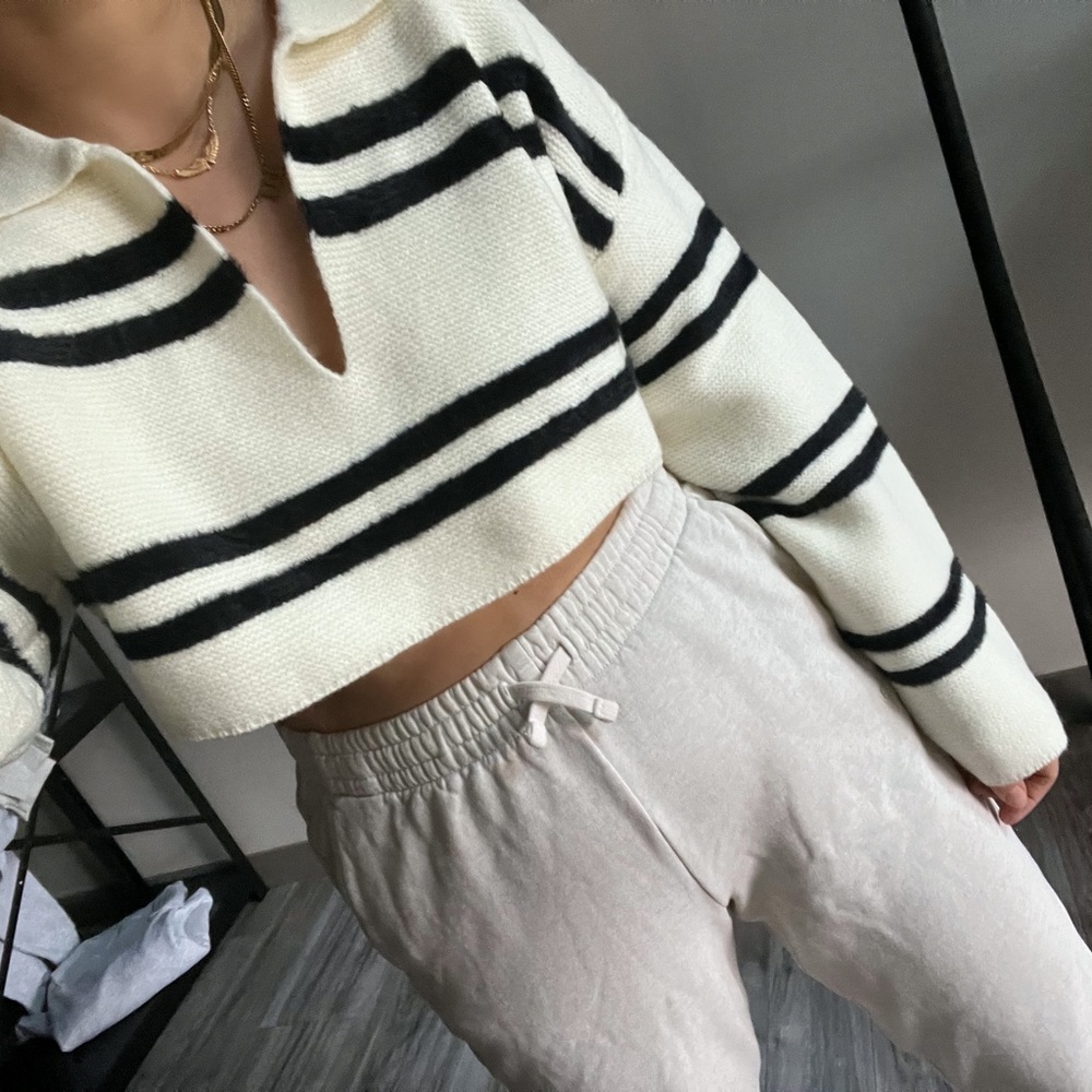 Cropped oversized slouchy striped sweater y2k